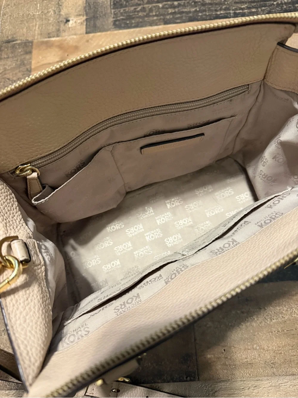 Michael Kors Hudson Medium Leather Satchel with Gold Hardware